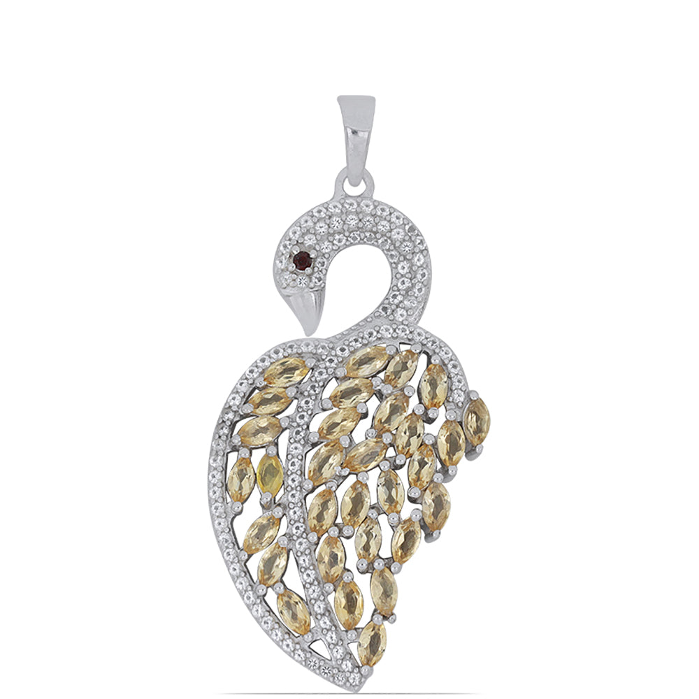 Silberanhänger mit Zitrin aus dem Ural und Barton Granat 1 