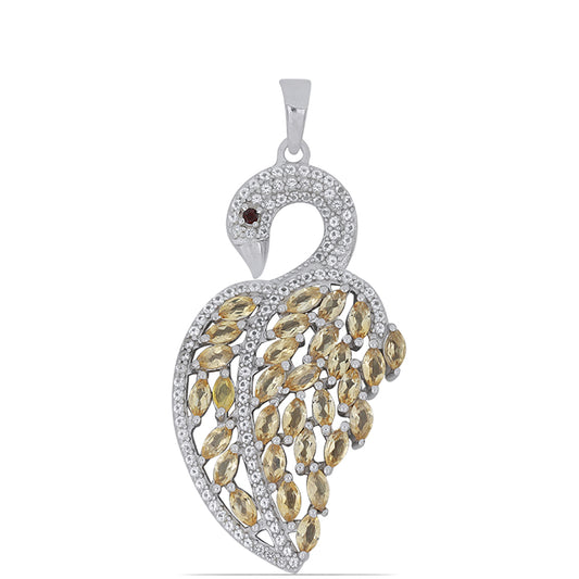 Silberanhänger mit Zitrin aus dem Ural und Barton Granat