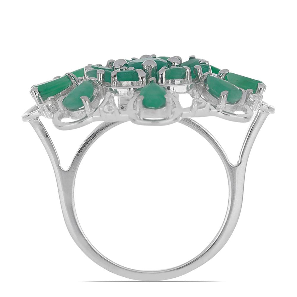 Silberring mit brasilianischem Smaragd und weißem Topas 4 