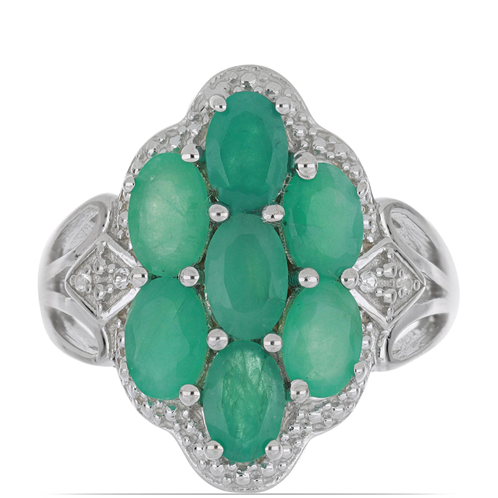 Silberring mit brasilianischem Smaragd und weißem Topas