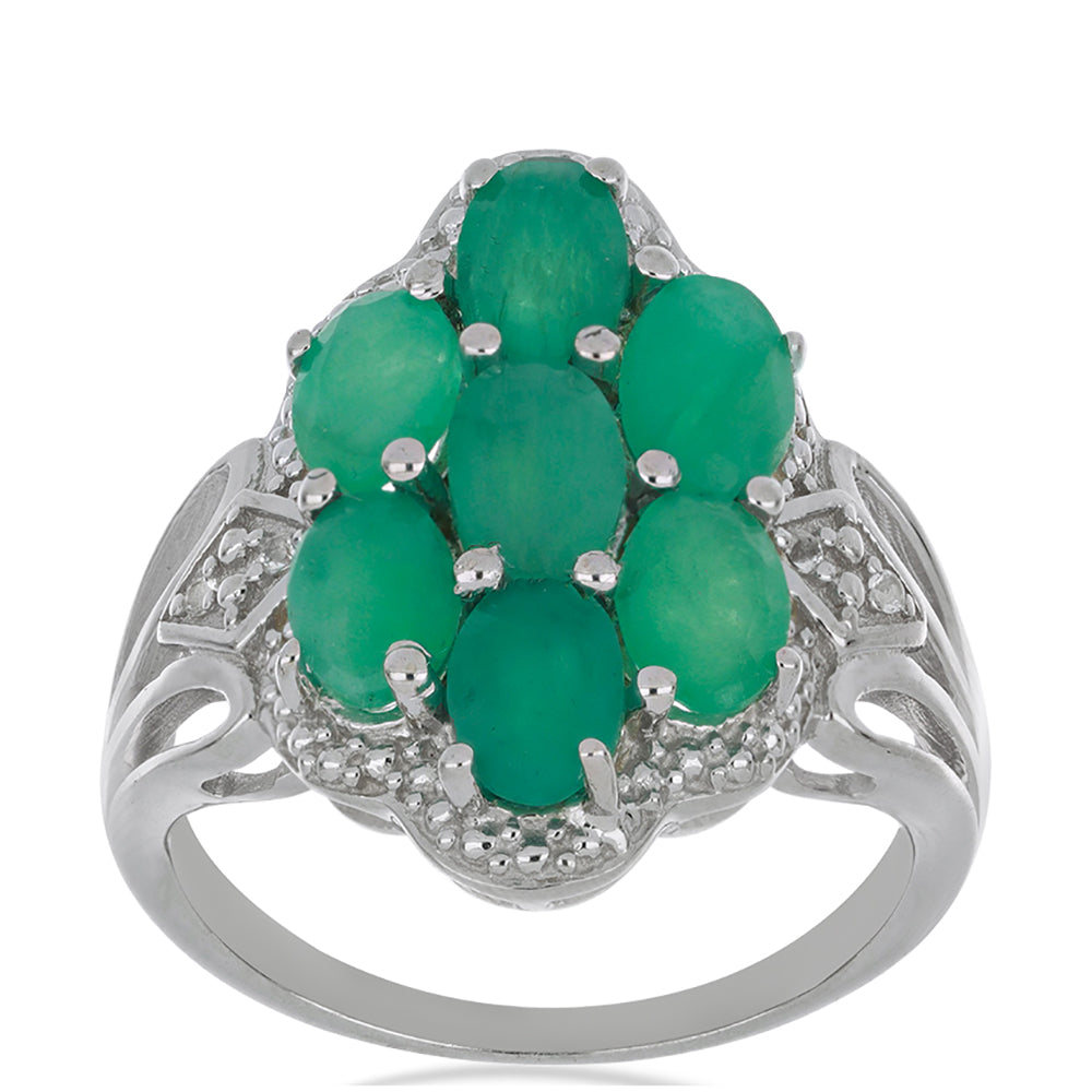 Silberring mit brasilianischem Smaragd und weißem Topas