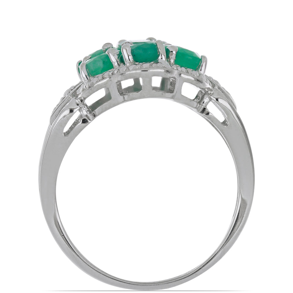 Silberring mit brasilianischem Smaragd und weißem Topas