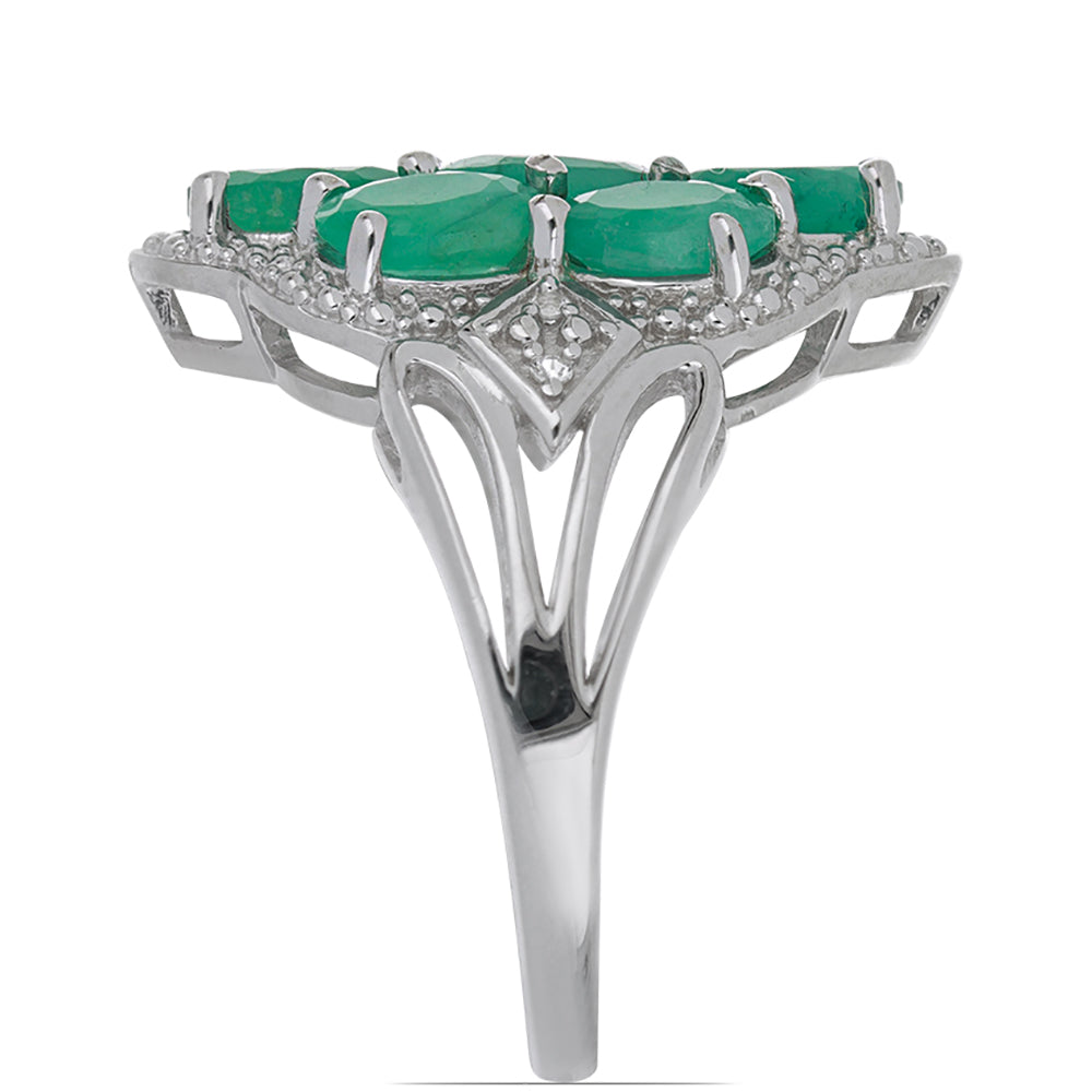 Silberring mit brasilianischem Smaragd und weißem Topas 4 