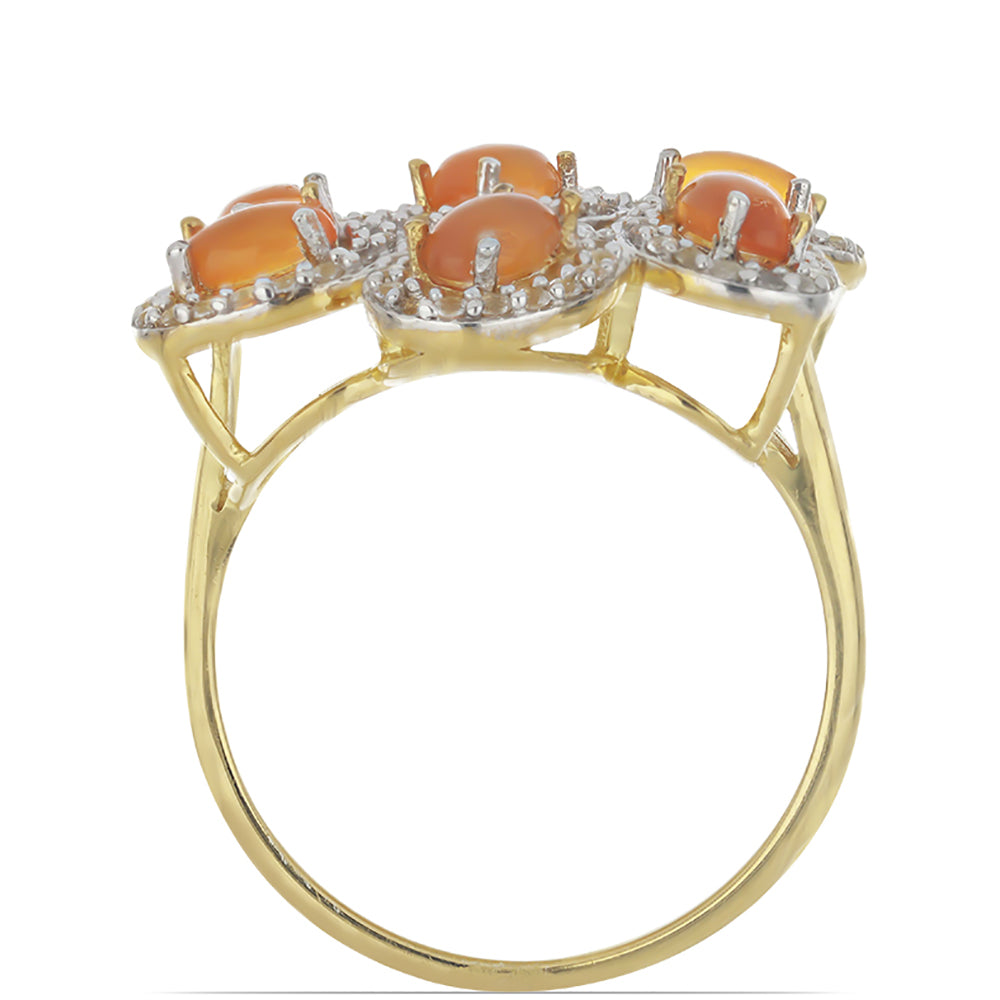 Goldplattierter Silberring mit Karneol und weißem Topas