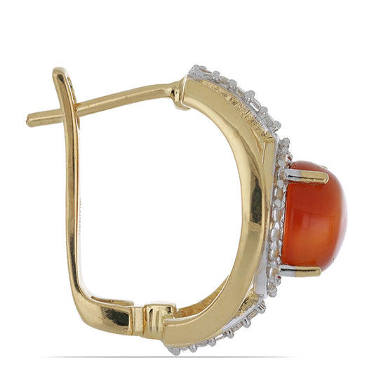 Goldplattierte Silberohrringe mit Karneol und weißem Topas