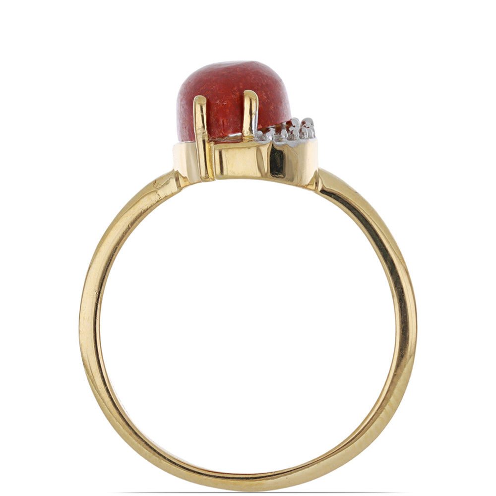 Goldplattierter Silberring mit roter Schwammkoralle und weißem Topas 2 