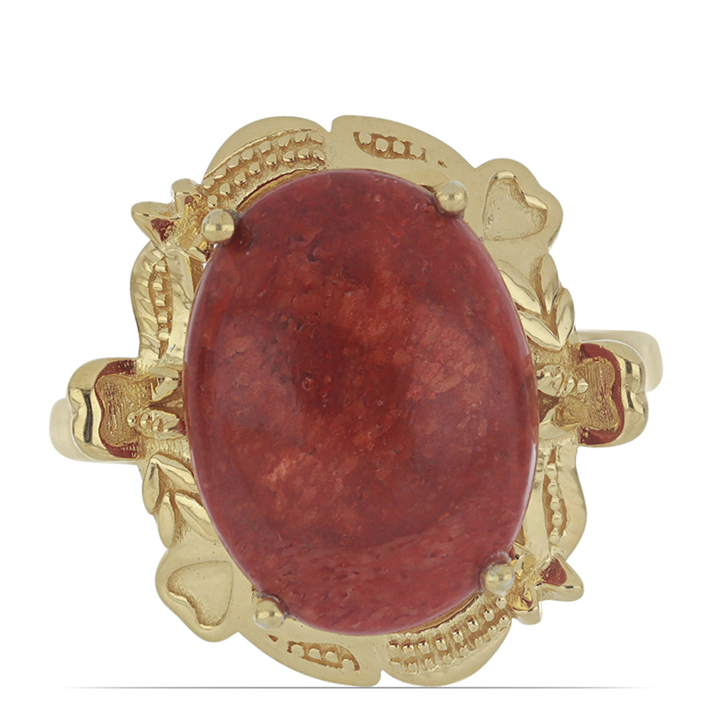 Goldplattierter Silberring mit roter Schwammkoralle 1 