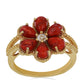 Goldplattierter Silberring mit roter Schwammkoralle und weißem Topas
