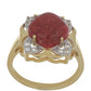 Goldplattierter Silberring mit roter Schwammkoralle und weißem Topas