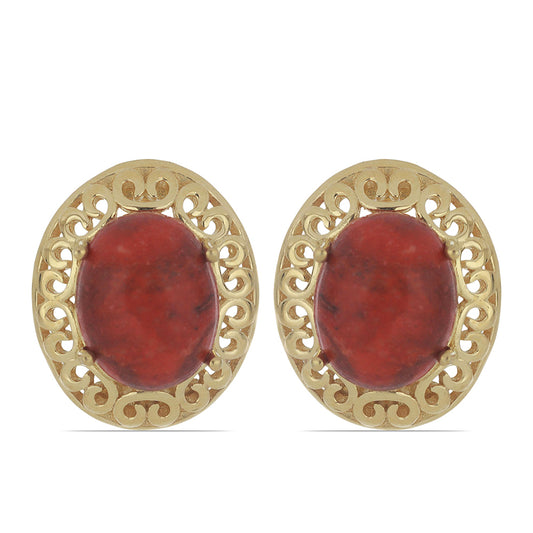 Goldplattierte Silberohrringe mit roter Schwammkoralle
