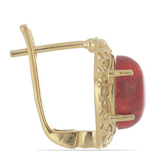 Goldplattierte Silberohrringe mit roter Schwammkoralle