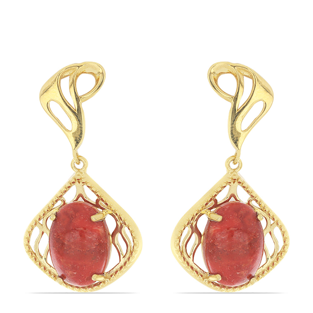 Goldplattierte Silberohrringe mit roter Schwammkoralle 1 