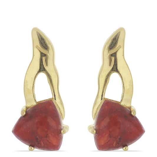 Goldplattierte Silberohrringe mit roter Schwammkoralle