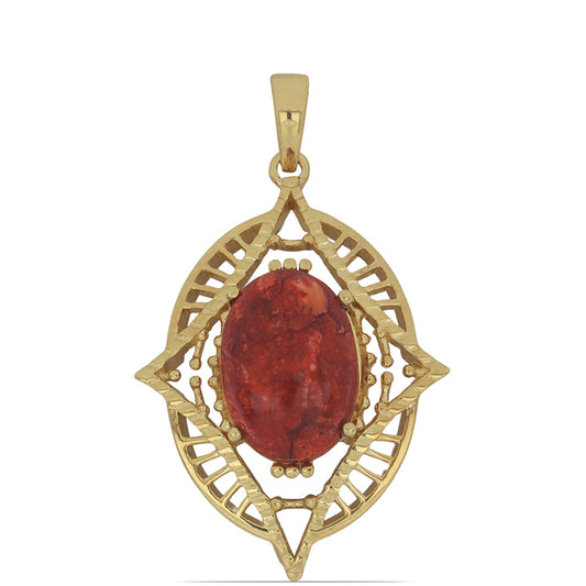 Goldplattierter Silberanhänger mit roter Schwammkoralle