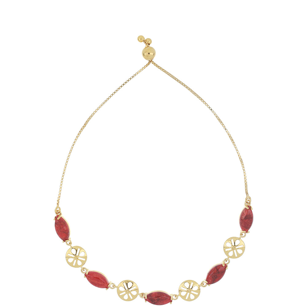 Goldplattiertes Silberarmband mit roter Schwammkoralle 1 