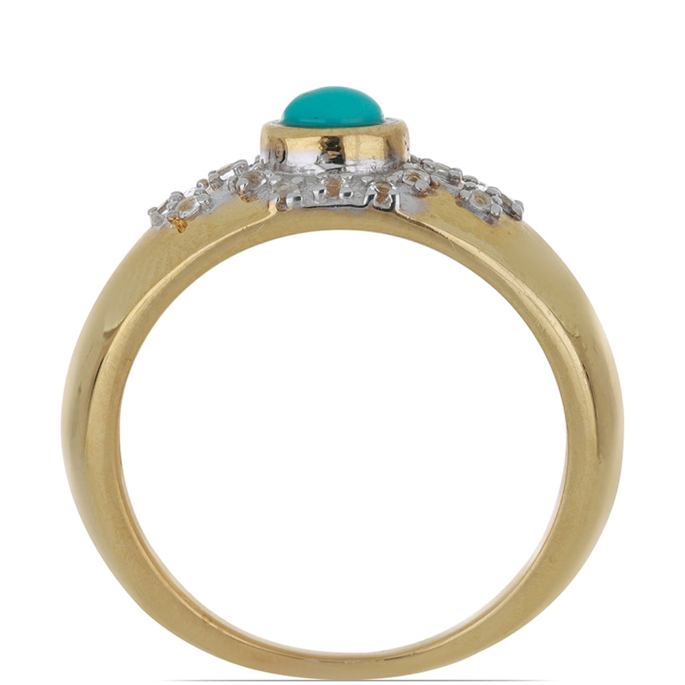 Goldplattierter Silberring mit Dornröschen Türkis und weißem Topas