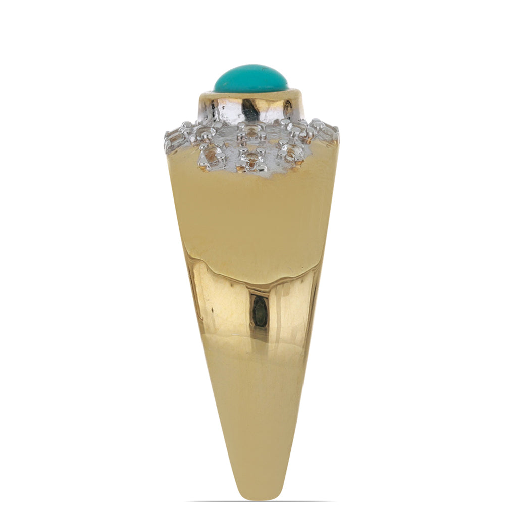Goldplattierter Silberring mit Dornröschen Türkis und weißem Topas 3 