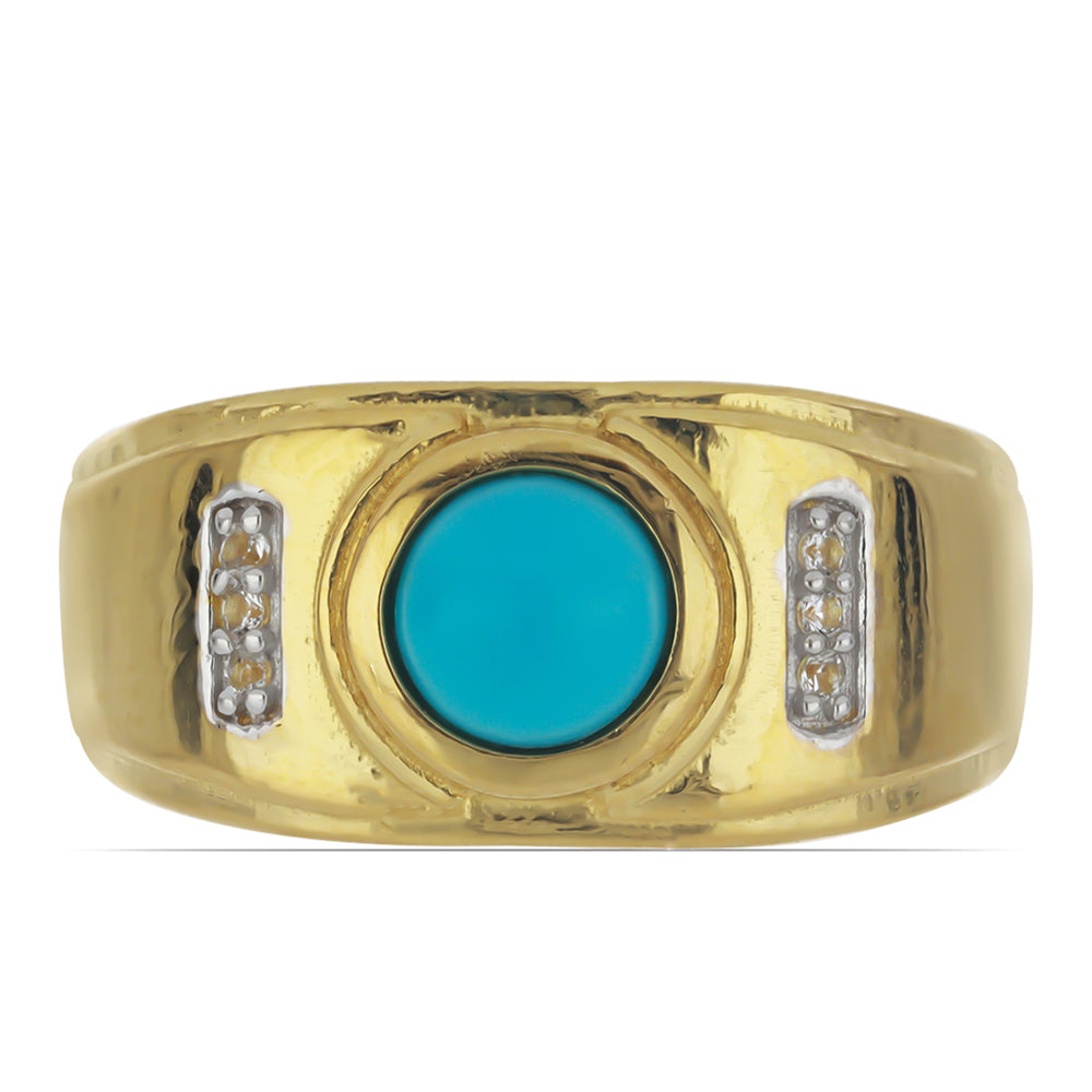 Goldplattierter Silberring mit Dornröschen Türkis und weißem Topas 1 