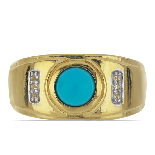 Goldplattierter Silberring mit Dornröschen Türkis und weißem Topas