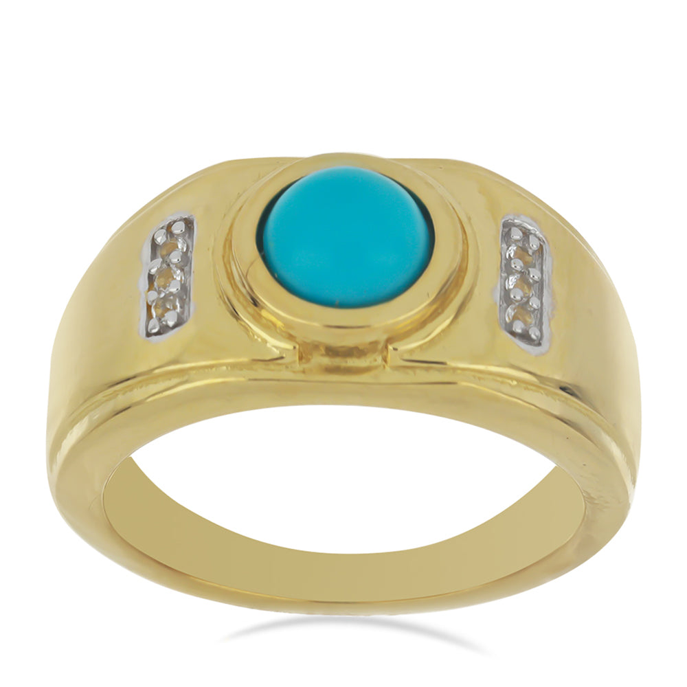 Goldplattierter Silberring mit Dornröschen Türkis und weißem Topas
