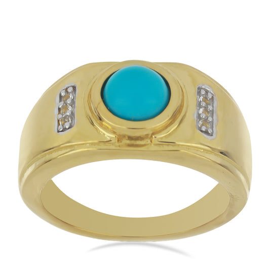 Goldplattierter Silberring mit Dornröschen Türkis und weißem Topas