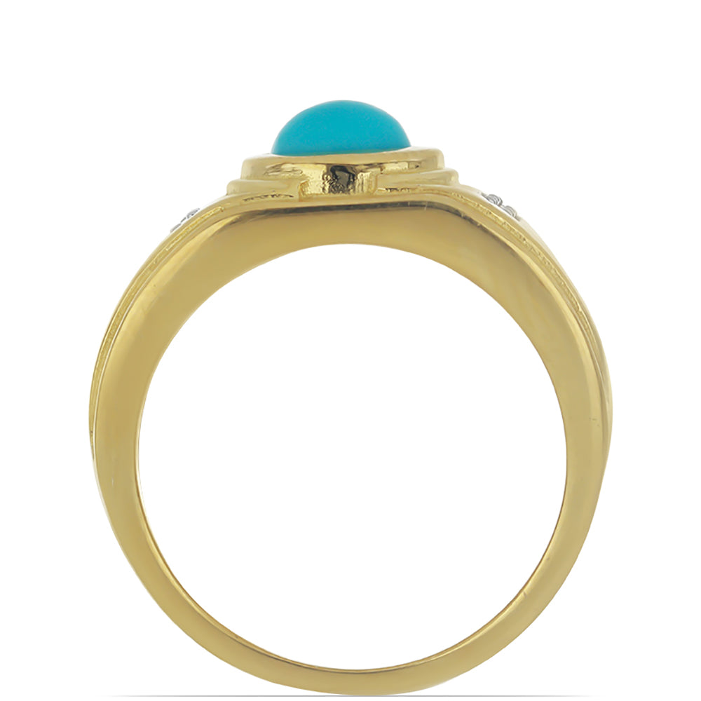 Goldplattierter Silberring mit Dornröschen Türkis und weißem Topas 3 