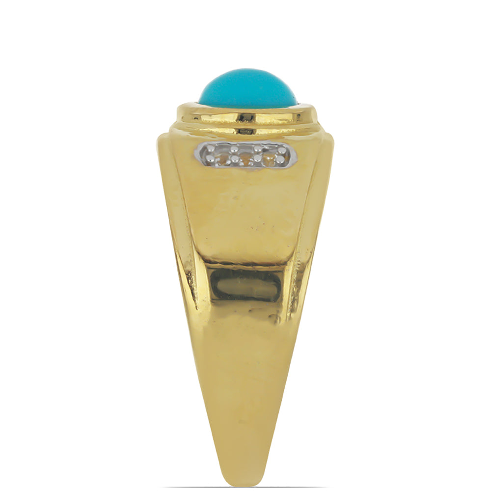Goldplattierter Silberring mit Dornröschen Türkis und weißem Topas 4 