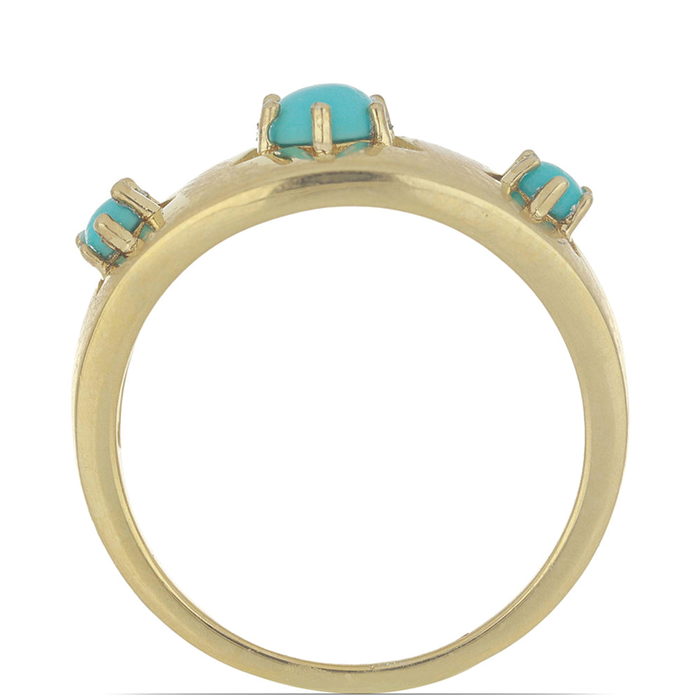 Goldplattierter Silberring mit Dornröschen Türkis 4 
