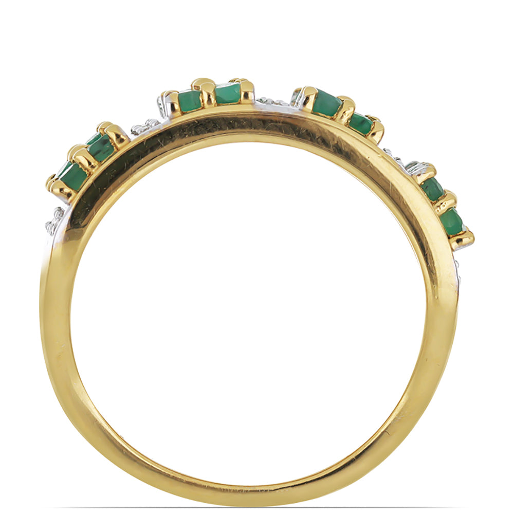 Goldplattierter Silberring mit brasilianischem Smaragd und weißem Topas 3 