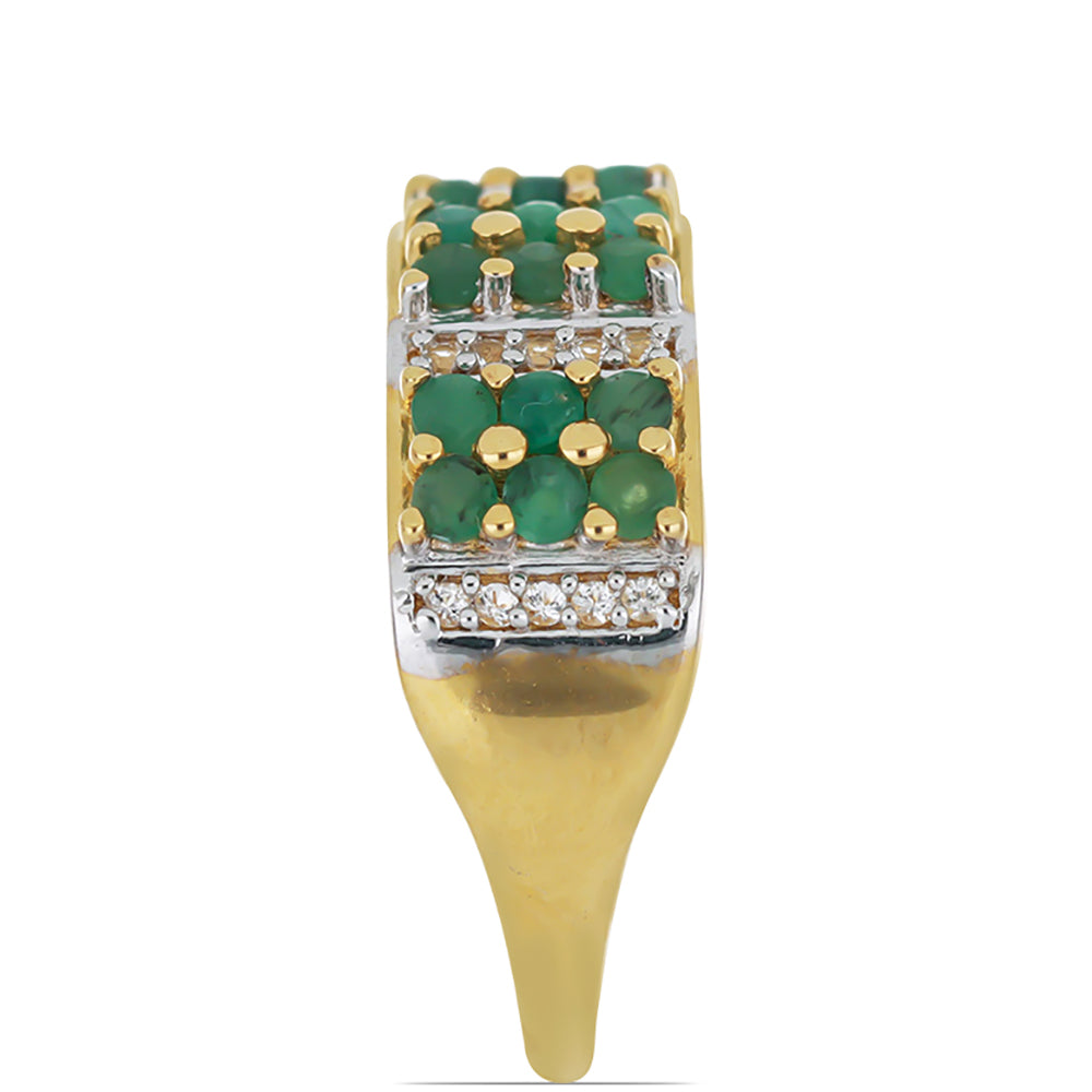 Goldplattierter Silberring mit brasilianischem Smaragd und weißem Topas 4 