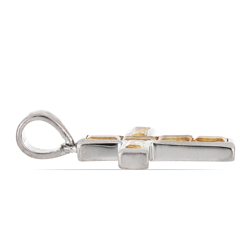 schmuckgarnitur aus Silber mit Zitrin aus dem Ural und weißem Topas