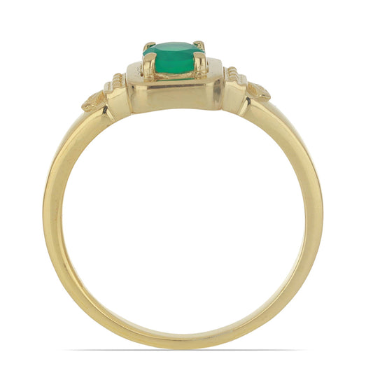 Goldplattierter Silberring mit grünem Achat