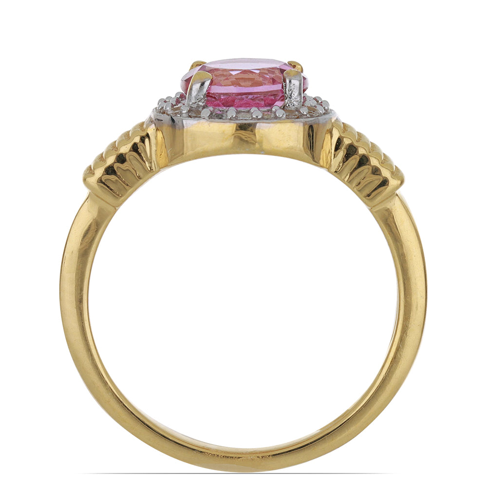 Goldplattierter Silberring mit rosa Topas und weißem Topas 2 