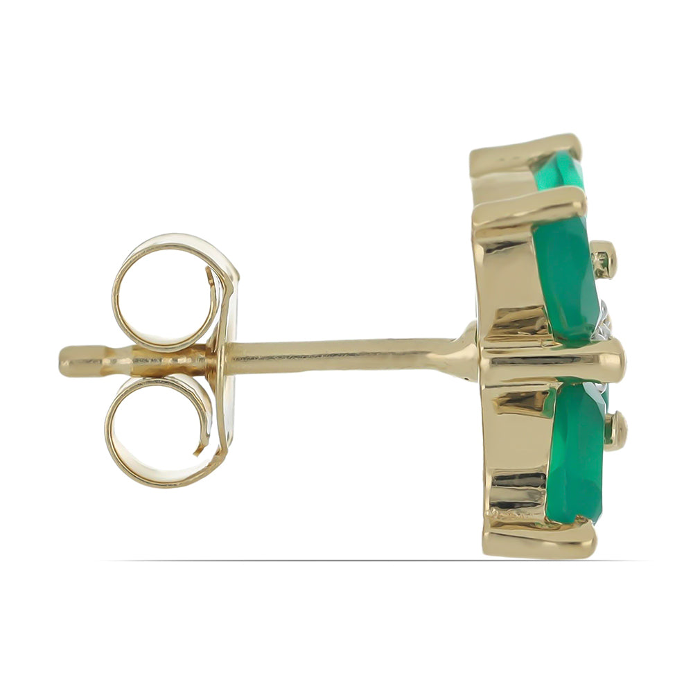 Goldplattierte Silberohrringe mit grünem Achat und weißem Topas 2 