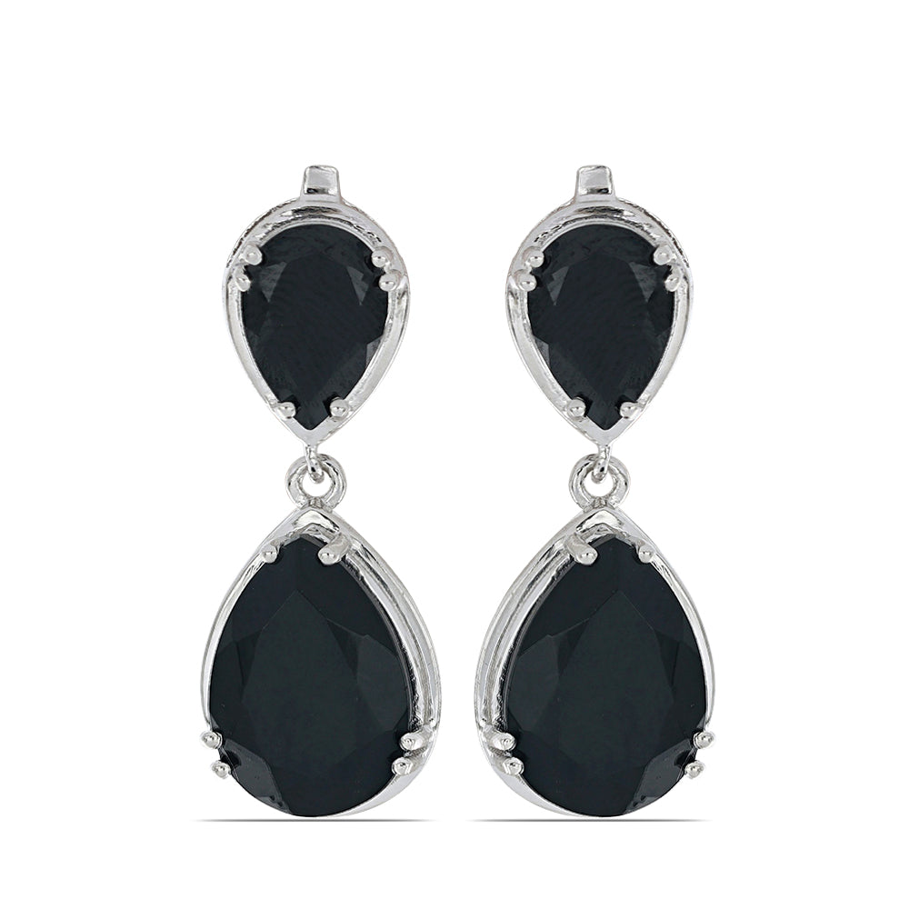 Silberohrringe mit schwarzem Onyx aus Suwar