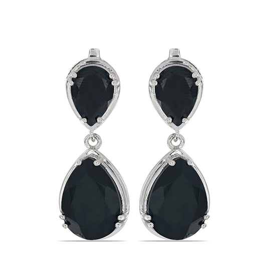 Silberohrringe mit schwarzem Onyx aus Suwar