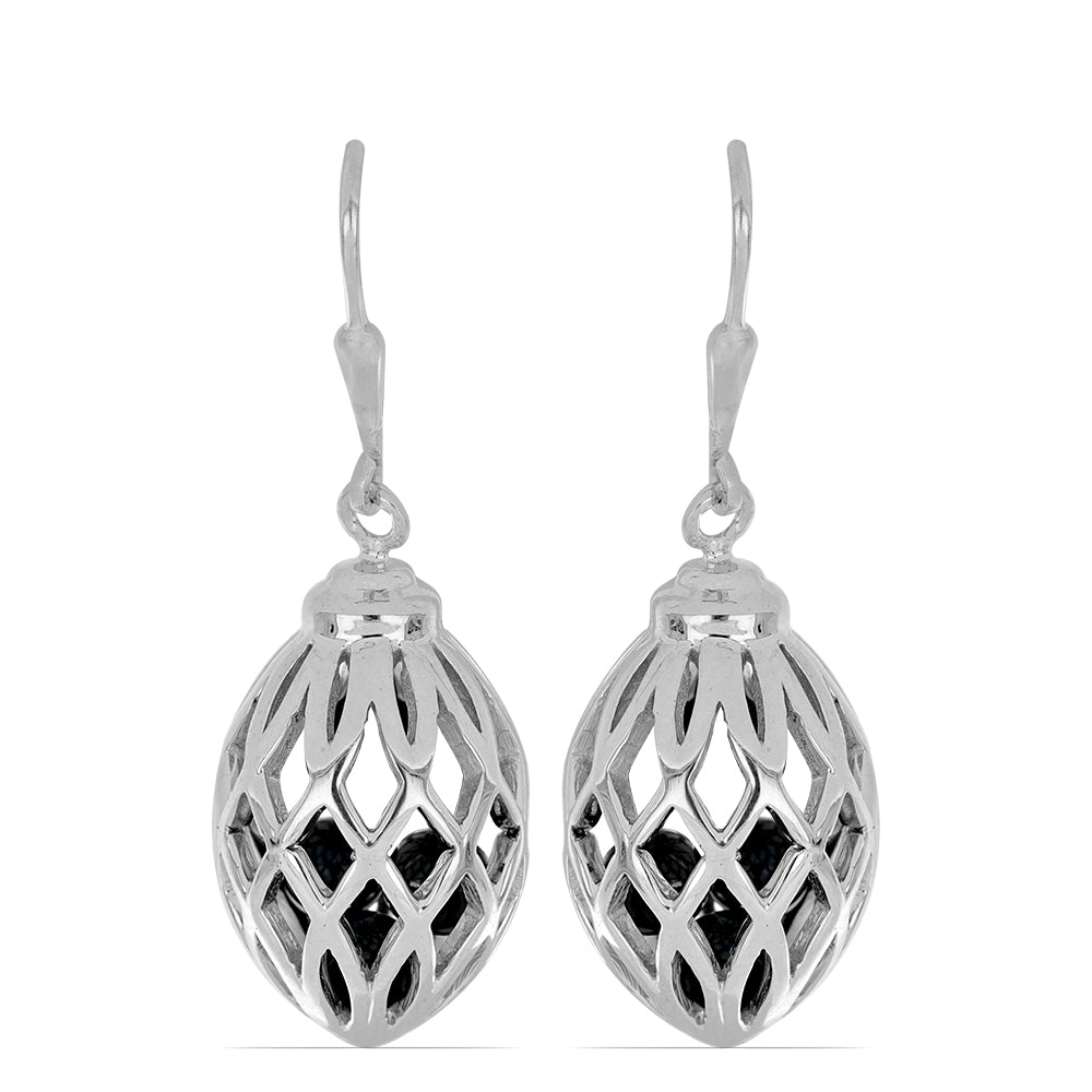 Silberohrringe mit schwarzem Onyx aus Suwar