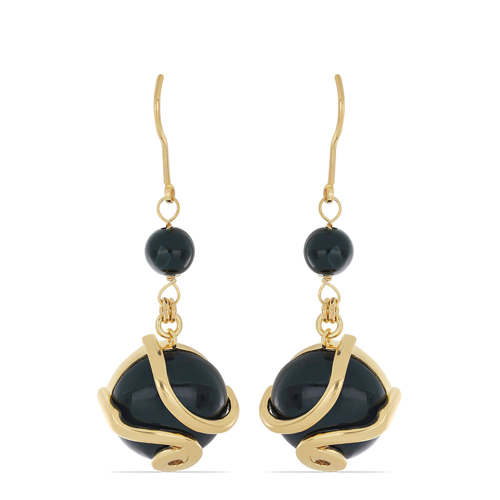 Goldplattierte Silberohrringe mit schwarzem Onyx aus Suwar 1 