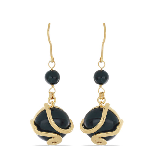 Goldplattierte Silberohrringe mit schwarzem Onyx aus Suwar