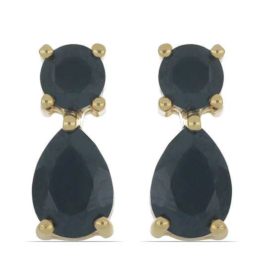 Goldplattierte Silberohrringe mit schwarzem Onyx aus Suwar