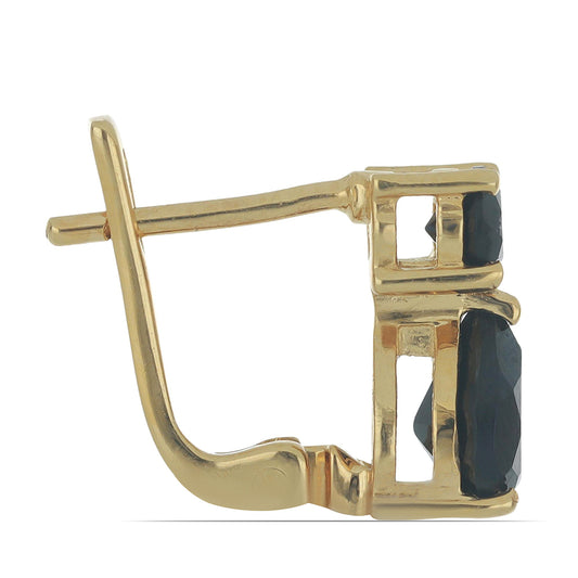Goldplattierte Silberohrringe mit schwarzem Onyx aus Suwar