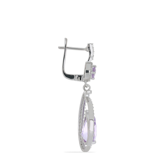 Silberohrringe mit Rose De France Amethyst und weißem Topas