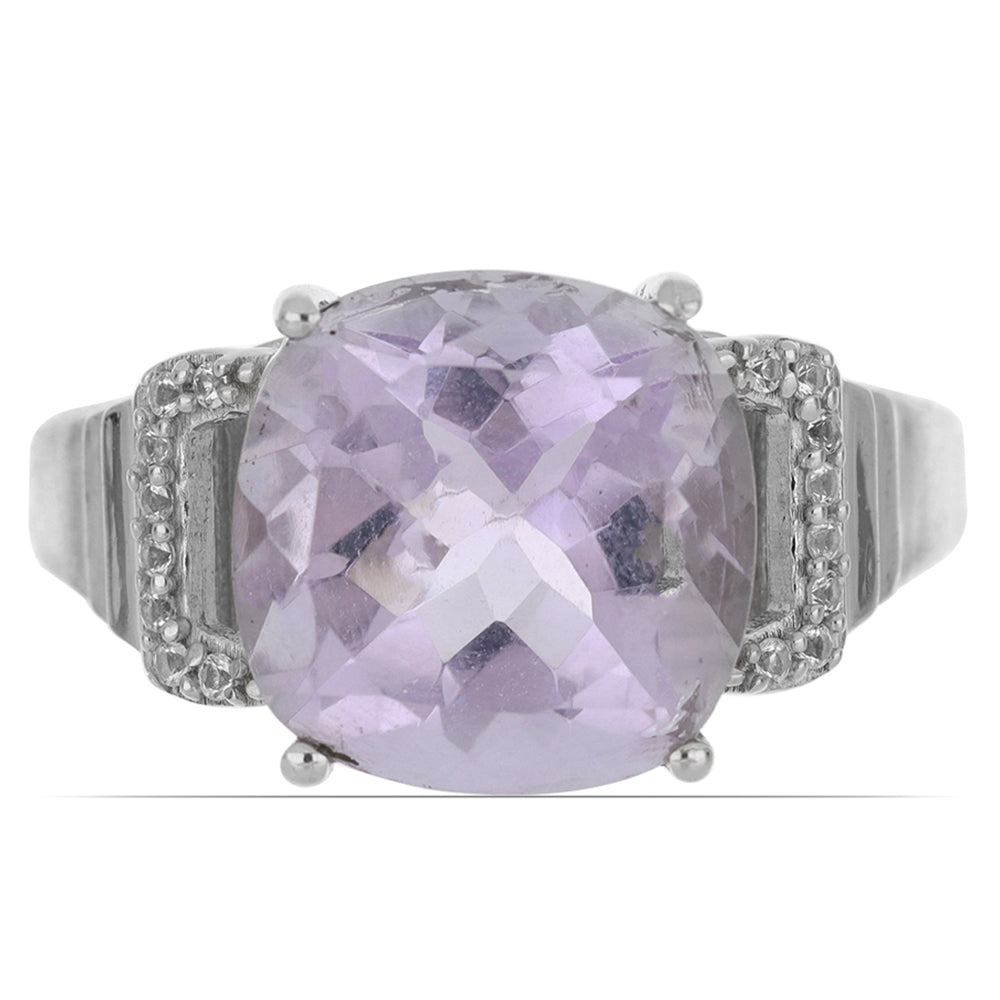 Silberring mit Rose De France Amethyst und weißem Topas 1 