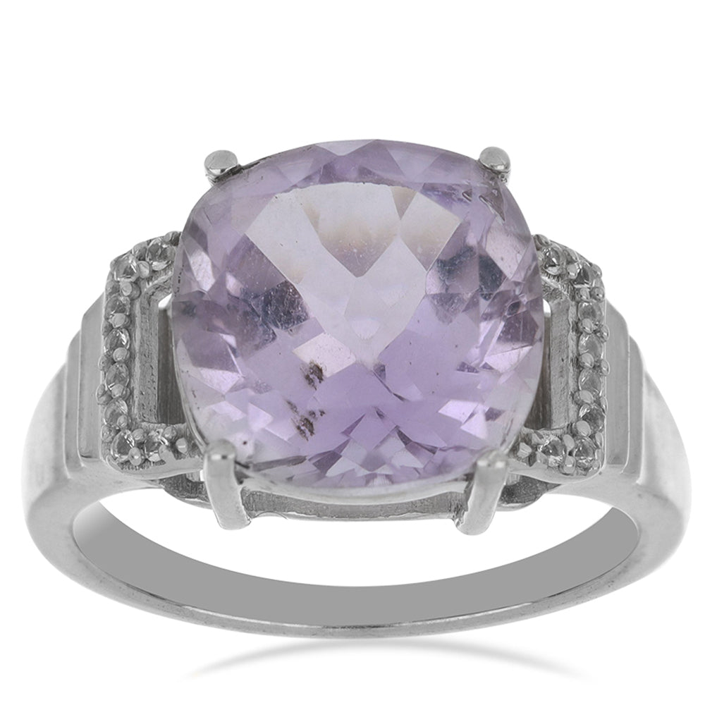 Silberring mit Rose De France Amethyst und weißem Topas 3 