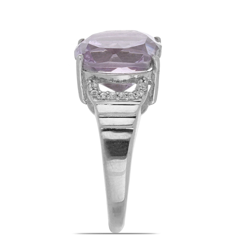 Silberring mit Rose De France Amethyst und weißem Topas