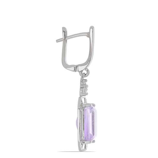 Silberohrringe mit Rose De France Amethyst und weißem Topas