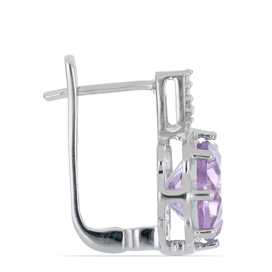 Silberohrringe mit Rose De France Amethyst und weißem Topas