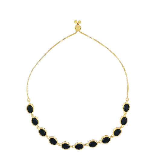 Goldplattiertes Silberarmband mit schwarzem Onyx aus Suwar