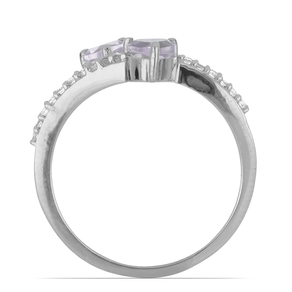 Silberring mit Rose De France Amethyst und weißem Topas