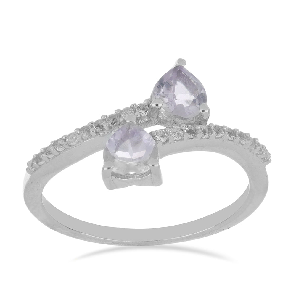 Silberring mit Rose De France Amethyst und weißem Topas 3 